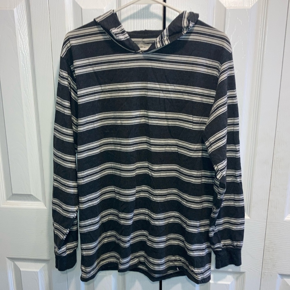 Striped gray and white Men's hoodie shirt